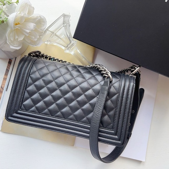 Chanel Medium Caviar Black Boy Bag Silver - Picture 2 of 13
